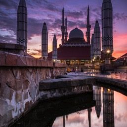 Beautiful Sunset in Central Java Grand Mosque