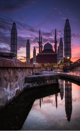 Beautiful Sunset in Central Java Grand Mosque